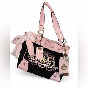 Juicy Couture “Lovers Club” Daydreamer Tote, black/pink
